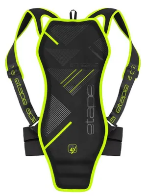 Imagen del producto de Protector de espalda, color negro con detalles fluorescentes amarillos