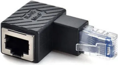 Produktbild von LAN Adapter RJ45 Stecker zu Buchse Winkel Ethernetadapter Kabel in Schwarz