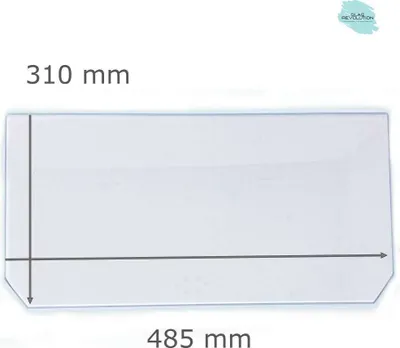 Produktbild von Kühlschrank Einlegeboden - Klarglas 4 mm - 2 abgeschrägte Ecken - 485 mm x 310 mm - (89,96 EUR / qm - Mindestbfl. 0,25 qm - Kantenb. 5,35 EUR / lfm - Eckenb. 1,00 EUR / Stck. )