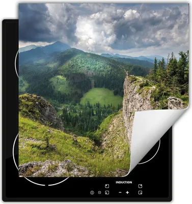 Produktbild von DarHaus Herdabdeckplatte 60x52 cm Anti Rutsch Matte Aufrollbar, Berge - Landschaft