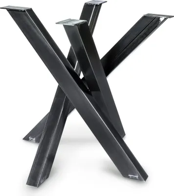 Obrázek produktu pro Orion rám stolu (průmyslový (čirý lak), designový křížový rám stolové podnože ocelové nohy stolu kovové 77x77xH71 cm) jídelní stůl stůl
