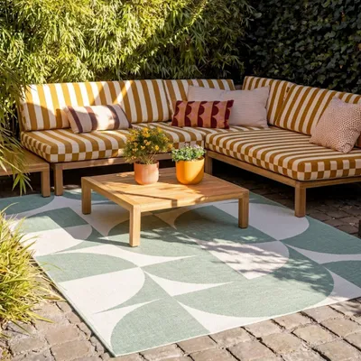 Produktbild von Volero - Outdoor Teppich - Summer Shapes Grün - 200x290 cm - Balkon, Garten, Terrasse, Wintergarten - Modern, Retro