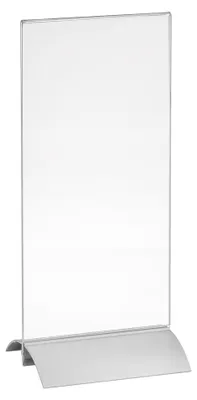 Produktbild von Tischaufsteller DIN Lang (99x210mm) Aluminiumfuß doppelseitig / Werbeaufsteller Speisekartenhalter