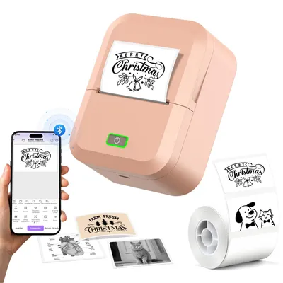 Image de Mini-imprimante d'étiquettes, imprimante thermique, Bluetooth, avec 1 rouleau de papier