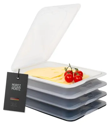 Produktbild von Moritz & Moritz 4er Set Aufschnittbox stapelbar – Frischhaltedosen mit Deckel zu