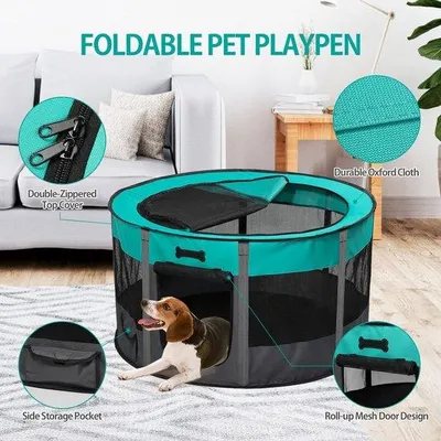 Image de Lit pour chien - Pour l'intérieur et l'extérieur - Pliable - Cage pour chien - Pour petits chiens - En tissu