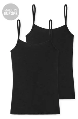 Produktbild von Schiesser Damen 2 er Pack Spaghettitop Gr. 48  schwarz