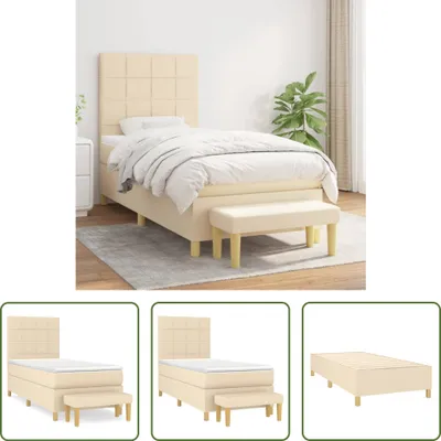 Produktbild von The Living Store Boxspringbett mit Matratze Creme 90x200 cm Stoff