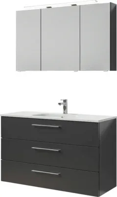 Produktbild von Pelipal Badmöbel-Set Sunline 121 BxHxT 121 x 200 x 46 cm Frontfarbe anthrazit mit Mineralguss-Waschtisch, Waschtischunte