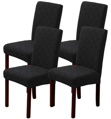 Image de Ensemble de 4 housses stretch pour chaises de salle à manger - Noir