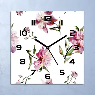 Produktbild von Wanduhr Echt-Glas-Küchenuhr Pfingstrosen Blumen Quarz 30x30 Deko Bilder