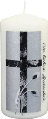 Produktbild von Trauerkerze mit Ornament "In liebem Gedenken"
