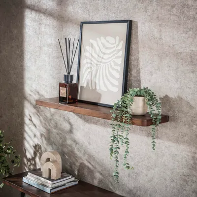 Produktbild von Hoyz Collection – Wandregal Carve 90 cm – Massives Akazienholz Braun