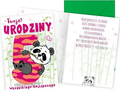 Produktbild von Karte B6 „Geburtstag 5 Panda“ – Kukartka