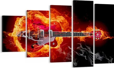 Produktbild von Bild auf Leinwand - Leinwandbild - Instrument Flammen Saiten - 100x60cm - Wand Bild - Wanddeko - Leinwanddruck - Bilder - Kunstdruck - Wanddekoration - Leinwand bilder - Wandkunst - EG100x60-0201