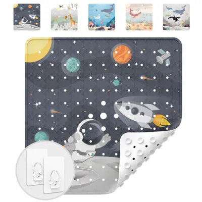 Produktbild von avakido® Duschmatte rutschfest Kinder - Inklusive 2 Haken, Weltraum