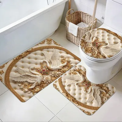Productafbeelding van Luxe set van 3 absorberende badmatten met antislipondergrond en een zachte, eendendesign afwerking