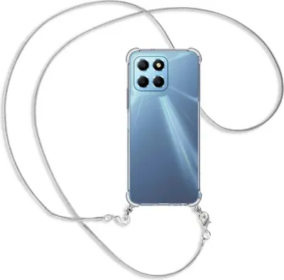 Produktbild von Handykette Backcover-Schutzhülle mit Band (Metall silberfarben) für Honor X8 5G (VNE-N41, 6.5'') - silberfarbene Snake-Kette