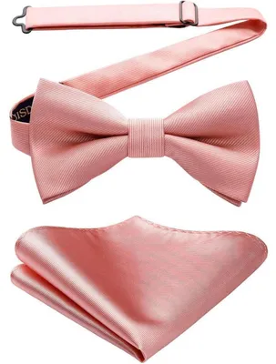 Immagine prodotto di Set da uomo composto da farfalla e fazzoletto da taschino, pre-legata, tinta unita, rosa, in poliestere-seta, regolabile