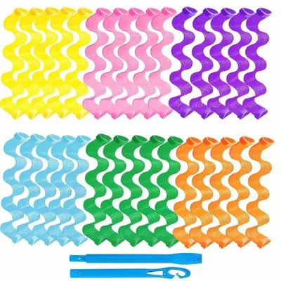 Obrázek produktu pro Sada 30 spirálových natáček Unyqoos® (30 cm) – styling bez tepla, ideální pro dlouhé vlasy, flexibilní a šetrné k pokožce, včetně stylingových háčků