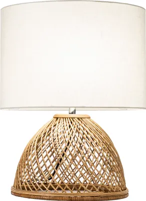 Zdjęcie produktu dla Drobna lampa stołowa Asianliving Wiklinowy klosz z juty D30xH54cm