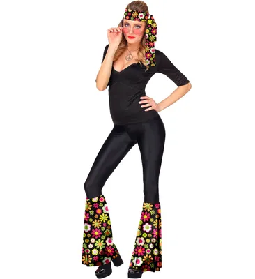 Immagine prodotto di Set di costumi con fascia e guanti - travestimento Hippie anni '60 - motivo floreale Fiori