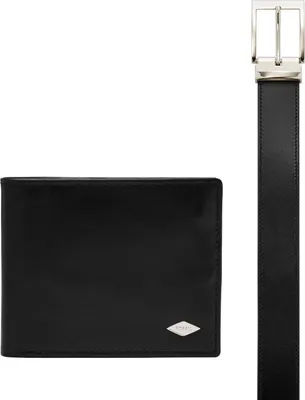 Produktbild von FOSSIL Geldbörse Gürtel Ryan Large Coin Pocket & Belt Gift Set Black schwarz