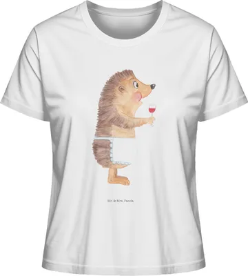 Produktbild von Mr. & Mrs. Panda Oberteil Damen Igel Wein Größe XL - Weiß - Geschenk, Lustige Sprüche, Weinliebhaber, Kurzarmshirt, Spruch, Rotwein, Weinglas, Weißwein, Shirt Mit Print