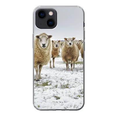 Produktbild von MuchoWow® Handyhülle Schutzhülle Hülle für iPhone 13 Schafe - Wolle - Schnee Silikon Softcase Handy Hülle - Karteninhaber