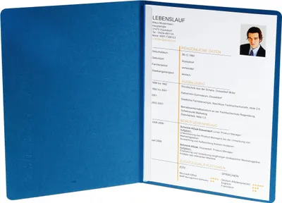 Produktbild von Exacompta 10x Bewerbungsmappe Karton Leinenoptik 1 Klemmschiene A4 Blau 49102B
