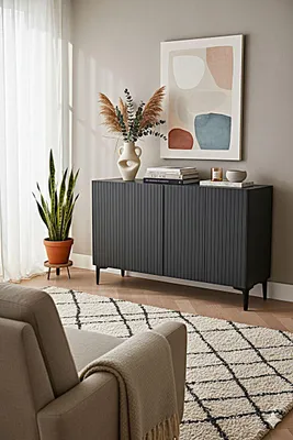 Produktbild von Skye Decor, Hochwertiger Konsolentisch, Anthrazit, 120 x 79 x 32 cm | 100% melaminbeschichtete Spanplatte, 18 mm dick | Mit zahlreichen Regalen, wandmontierbar, modernes Design.