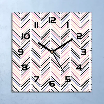 Produktbild von Wanduhr Echt-Glas-Küchenuhr Fischgrätenmuster Quarz Lautlos 30x30 Deko Bilder