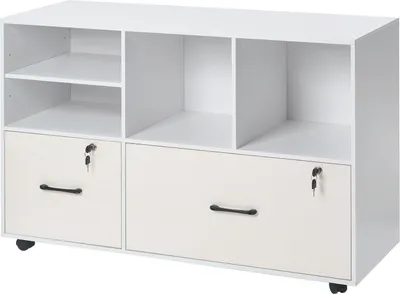 Produktbild von SucceBuy Aktenschrank mit 2 Schubladen und verstellbaren Regalen in Weiß