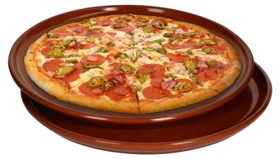 Produktbild von Pizzateller Tonware 2er Set 2,5xØ32cm Mediterran Glasiert Unikat Handarbeit Antik/Vintage Wikinger