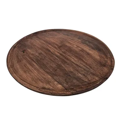 Produktbild von Holzteller Dekoteller rund dunkelbraun 37 cm Kerzenteller Mangoholz