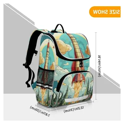 Produktbild von Cartoon Raketenkunst Rucksack, große Büchertasche für Schüler