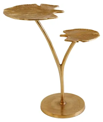 Produktbild von Dekorativer Beistelltisch Ginkgo-Blätter 56cm Gold Handgefertigt Metall
