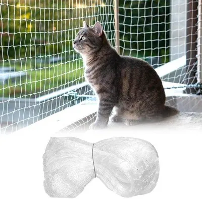 Produktbild von Unyqoos® Transparentes Katzenschutznetz für Balkon – Nylon, UV- & witterungsbeständig, zuschneidbar, Montage ohne Bohren (Kabelbinder/Klebehaken)