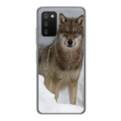 Produktbild von MuchoWow® Handyhülle Schutzhülle Hülle für Samsung Galaxy A03s Wolf - Schnee - Tiere Silikon Softcase Handy Hülle - Schutz