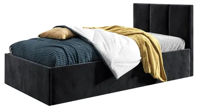 Produktbild von Belvedo Polsterbett 120x200 cm - Schwarz - Tagesbett - mit Bettkasten und Lattenrost - Stoff Riviera 100 - Basic Roma