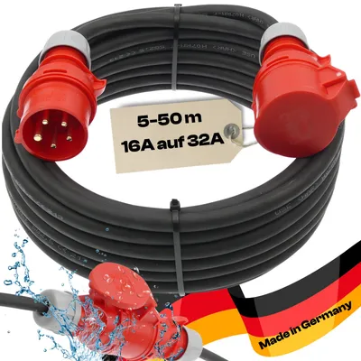 Produktbild von CEE Adapter PCE 16A Stecker auf 32A Dose 5G2,5 H07RN-F wahlw Phasenwender 5-50m, Phasenwender:ja, Länge:50m