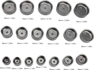 Obrázek produktu pro 18 ks sada lisovacích forem na hodinky 24–58 mm Kovové robustní lisovací formy na zadní kryty hodinek pro hodináře a opraváře