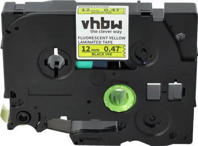 Produktbild von vhbw Schriftband-Kassette kompatibel mit Brother PT H101C, H101GB, H101, H100LB, H100L, H100R, H100P Etiketten-Drucker 8m x 12mm Schwarz auf Neon-Gelb