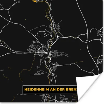 Produktbild von MuchoWow® Poster Karte - Heidenheim an der Brenz - Gold - Stadtplan - Karte 75x75 cm - Wand Dekoration