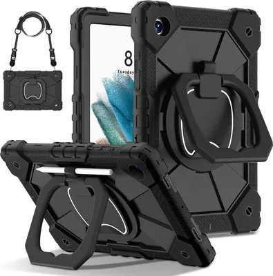 Obrázek produktu pro Pouzdro pro Samsung Galaxy Tab A8 10,5" 2021 SM-X200/X205, odolné přenosné ochranné pouzdro se stojánkem, ručním popruhem a ramenním popruhem černé