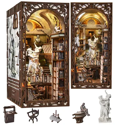 Book Nook Bausatz, DIY Miniatur-Puppenhaus, 3D Holzpuzzle mit LED