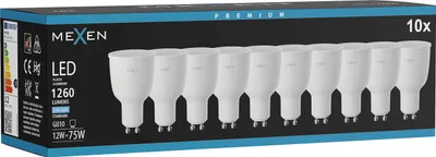 Obrázek produktu pro Mexen Nova 10x LED žárovka GU10, 12W, Studená - 6500K, 1260 lm - L108-GU10-1265-01x10
