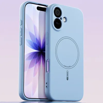 Image de Coque magnétique pour iPhone 17, compatible MagSafe, silicone liquide, résistant aux chocs et aux rayures Bleu