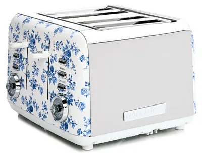 Image de Grille-pain Laura Ashley 4 tranches avec 7 niveaux de brunissage, support viennoiseries et fonction réchauffage, motif China Rose