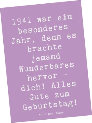 Produktbild von Mr. & Mrs. Panda Grußkarte Spruch 1941 Geburtstag - Lavendeltraum - Geschenk, Postkarte, besonderes Jahr, Geburtstagsgeschenk, Fotokarte, Ansichtskarten, Postkarten